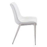 Set of Two White And Silver Upholstered Faux Leather Open Back Dining Side Chairs - Homeroots