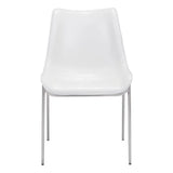 Set of Two White And Silver Upholstered Faux Leather Open Back Dining Side Chairs - Homeroots - Flyclothing LLC