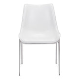 Set of Two White And Silver Upholstered Faux Leather Open Back Dining Side Chairs - Homeroots