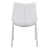 Set of Two White And Silver Upholstered Faux Leather Open Back Dining Side Chairs - Homeroots - Flyclothing LLC