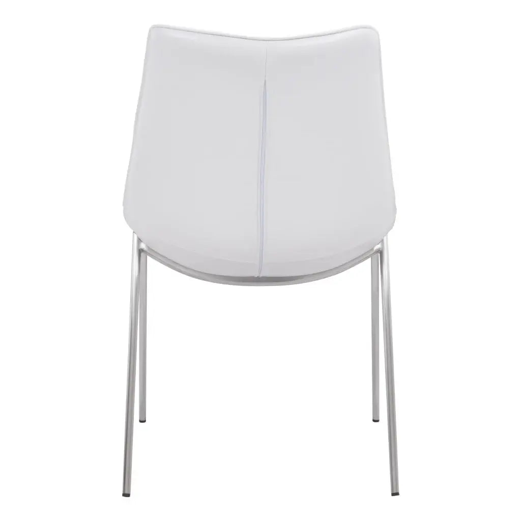 Set of Two White And Silver Upholstered Faux Leather Open Back Dining Side Chairs - Homeroots - Flyclothing LLC