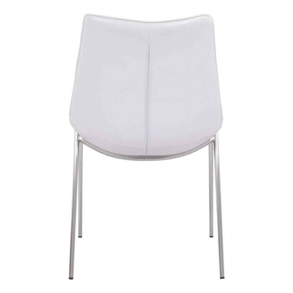 Set of Two White And Silver Upholstered Faux Leather Open Back Dining Side Chairs - Homeroots - Flyclothing LLC