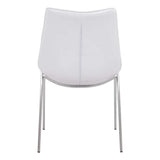 Set of Two White And Silver Upholstered Faux Leather Open Back Dining Side Chairs - Homeroots - Flyclothing LLC