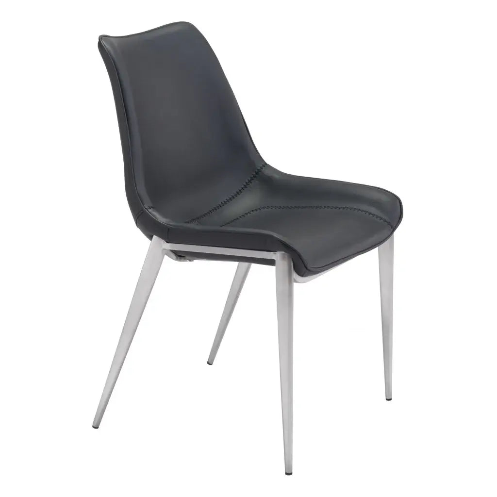 Stich White Faux Leather Side or Dining Chairs Set of 2 Chairs - Homeroots - Flyclothing LLC