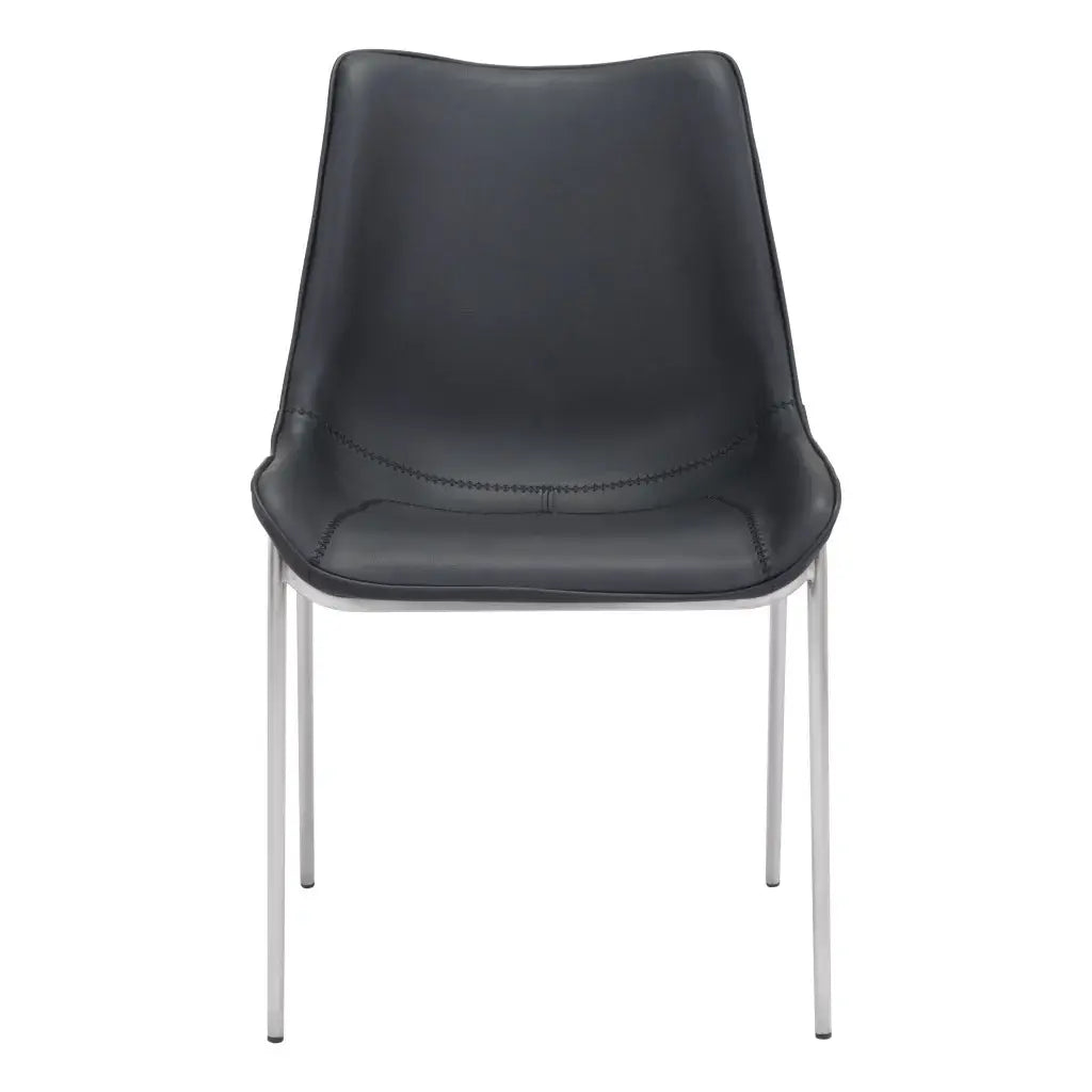 Stich White Faux Leather Side or Dining Chairs Set of 2 Chairs - Homeroots - Flyclothing LLC