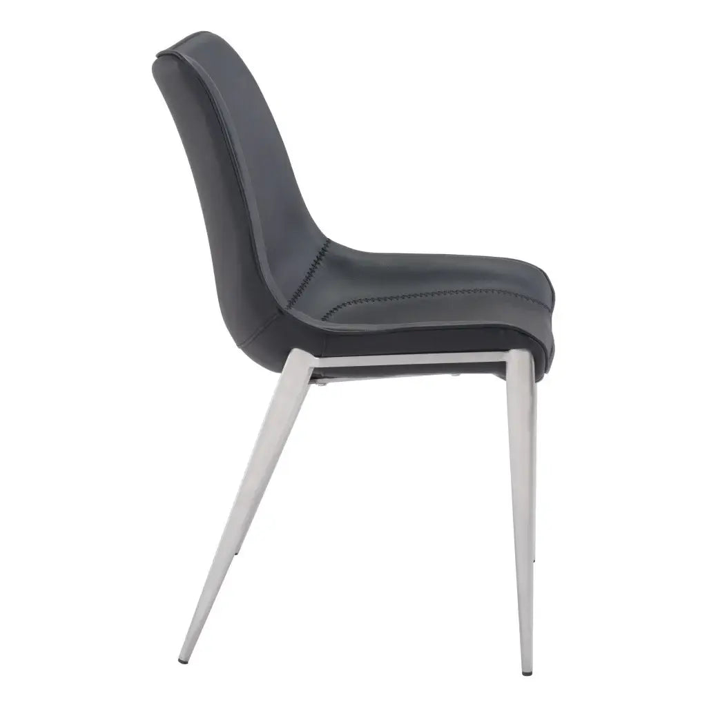 Stich White Faux Leather Side or Dining Chairs Set of 2 Chairs - Homeroots - Flyclothing LLC