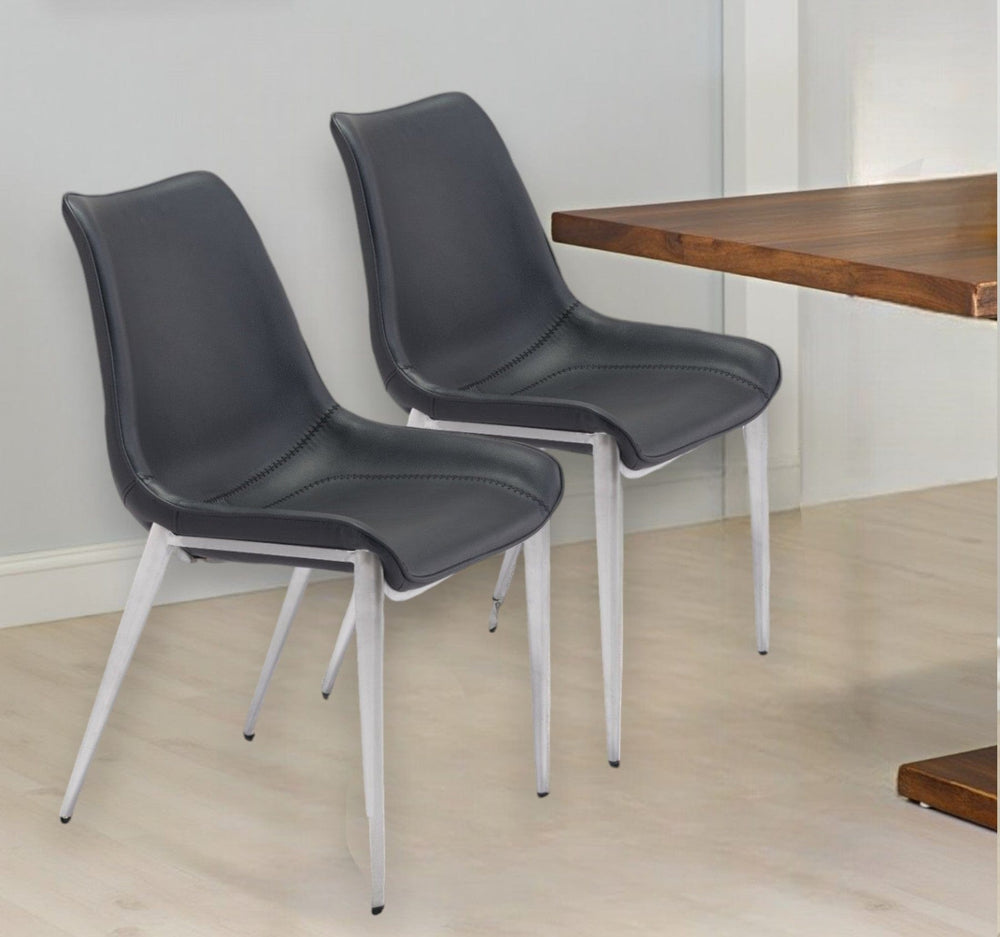 Stich White Faux Leather Side or Dining Chairs Set of 2 Chairs - Homeroots