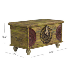 Mesa Carved Wooden Trunk Coffee Table - Homeroots