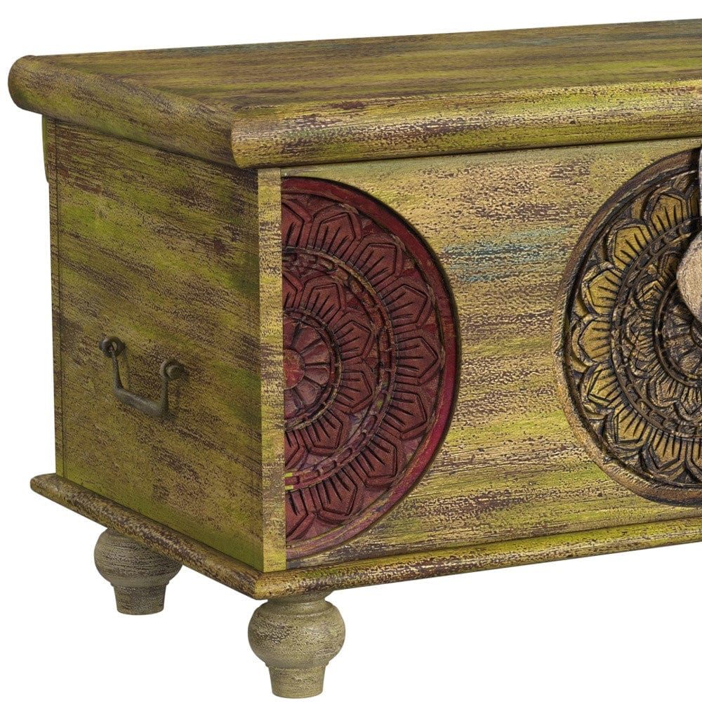 Mesa Carved Wooden Trunk Coffee Table - Homeroots