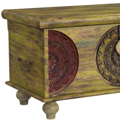 Mesa Carved Wooden Trunk Coffee Table - Homeroots