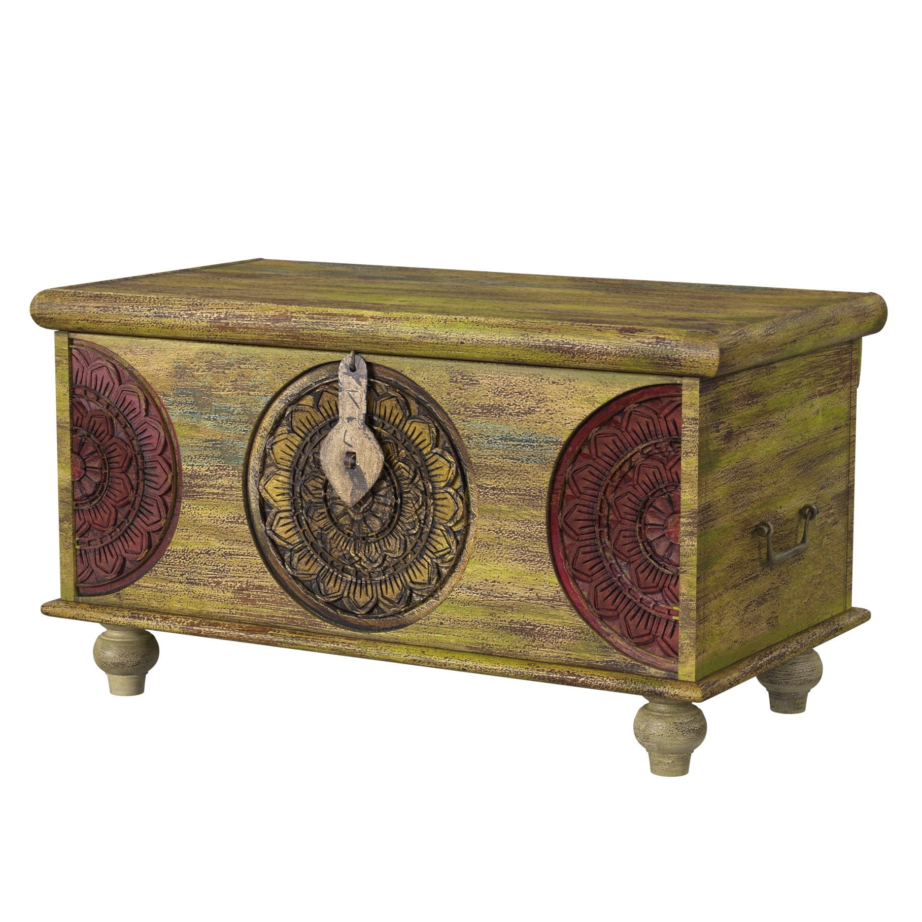 Mesa Carved Wooden Trunk Coffee Table - Homeroots