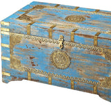 Traditional Hand Painted Brass Inlay Storage Trunk - Homeroots