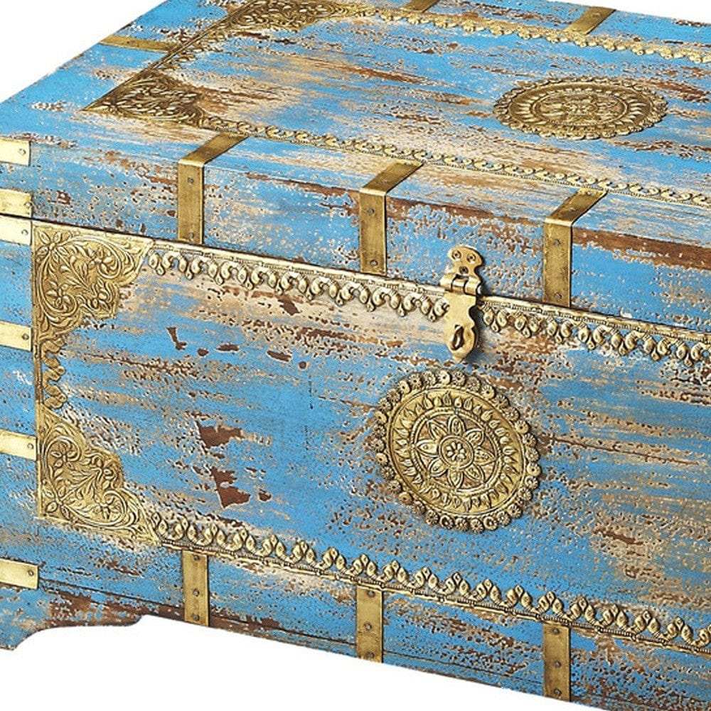Traditional Hand Painted Brass Inlay Storage Trunk - Homeroots - Flyclothing LLC