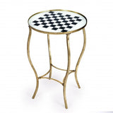 Antique Gold Black And White Game Table - Homeroots