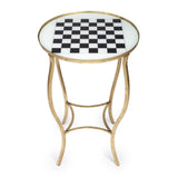 Antique Gold Black And White Game Table - Homeroots