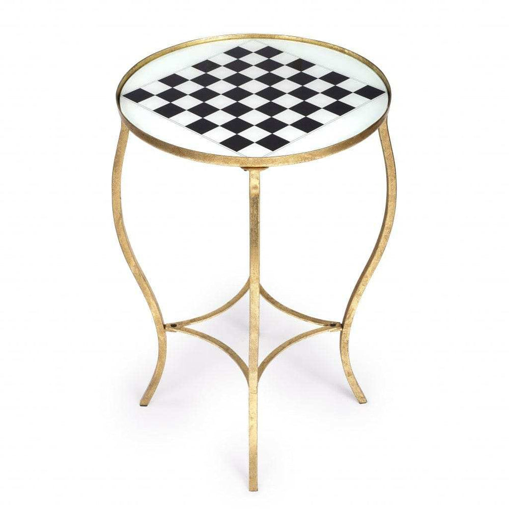 Antique Gold Black And White Game Table - Homeroots - Flyclothing LLC