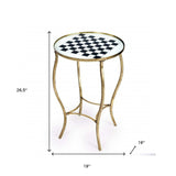 Antique Gold Black And White Game Table - Homeroots - Flyclothing LLC