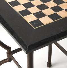 Fossil Stone Square Game Table - Homeroots