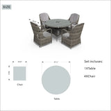 Five Piece Gray Round Glass Dining Set - Homeroots - Flyclothing LLC