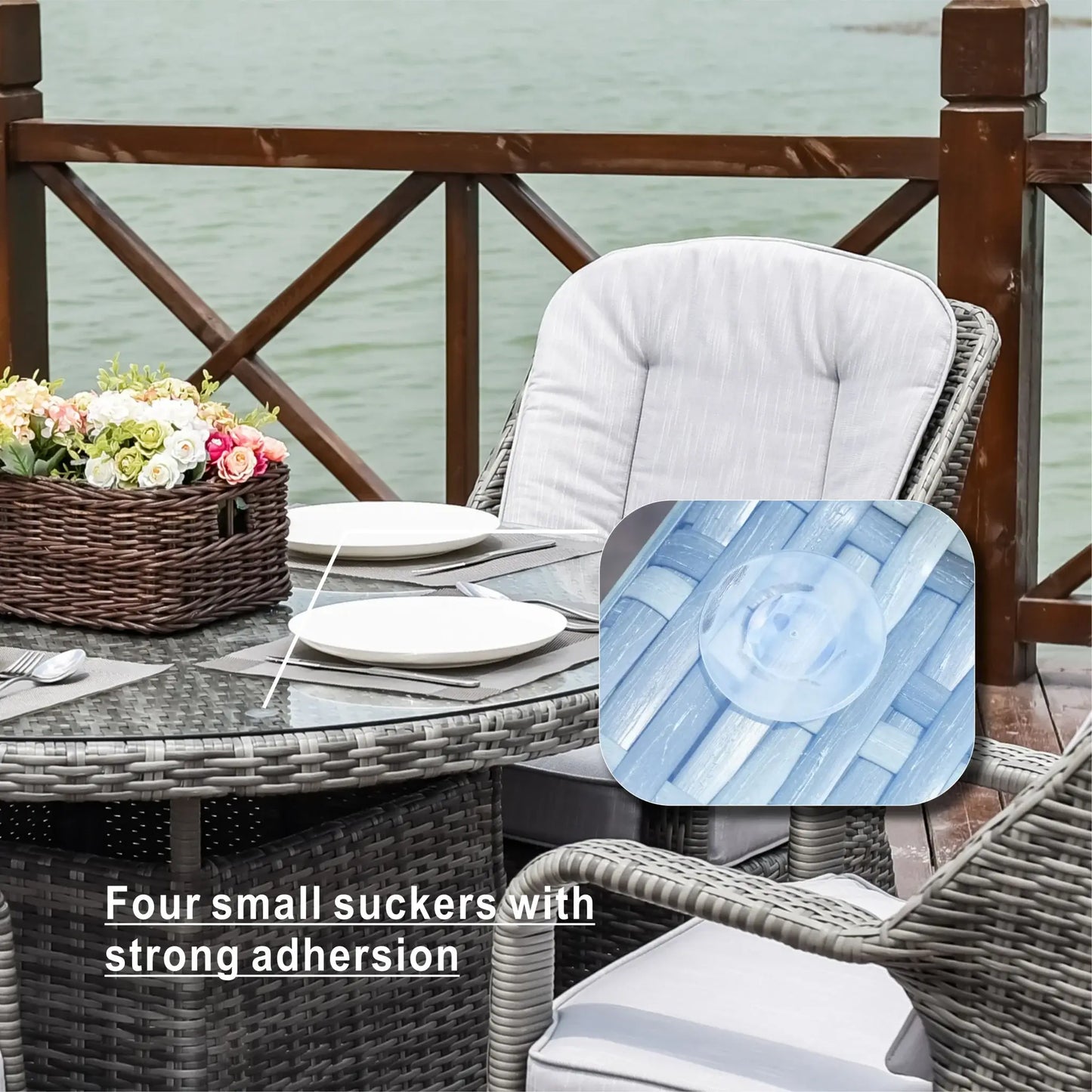 Five Piece Gray Round Glass Dining Set - Homeroots - Flyclothing LLC