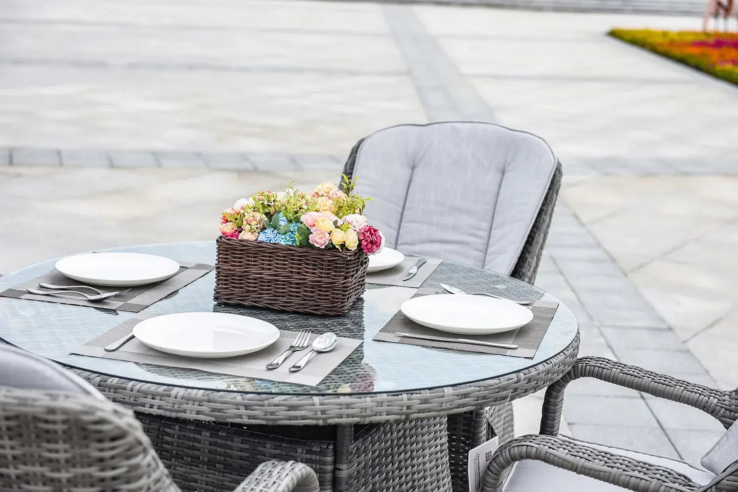 Five Piece Gray Round Glass Dining Set - Homeroots - Flyclothing LLC