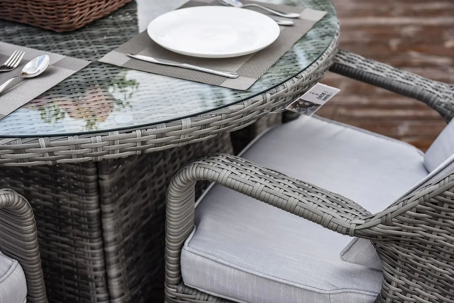 Five Piece Gray Round Glass Dining Set - Homeroots - Flyclothing LLC