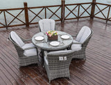 Five Piece Gray Round Glass Dining Set - Homeroots - Flyclothing LLC