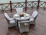 Five Piece Gray Round Glass Dining Set - Homeroots - Flyclothing LLC