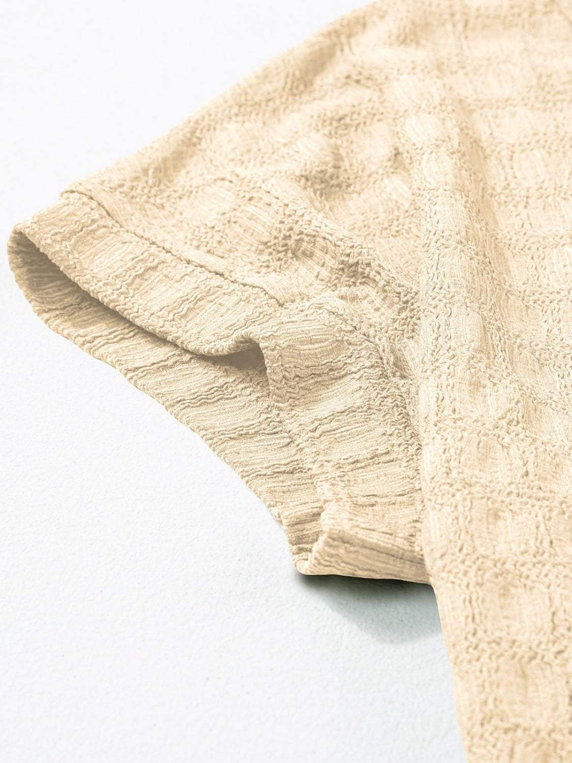 Textured Round Neck Short Sleeve Top - Trendsi - Flyclothing LLC
