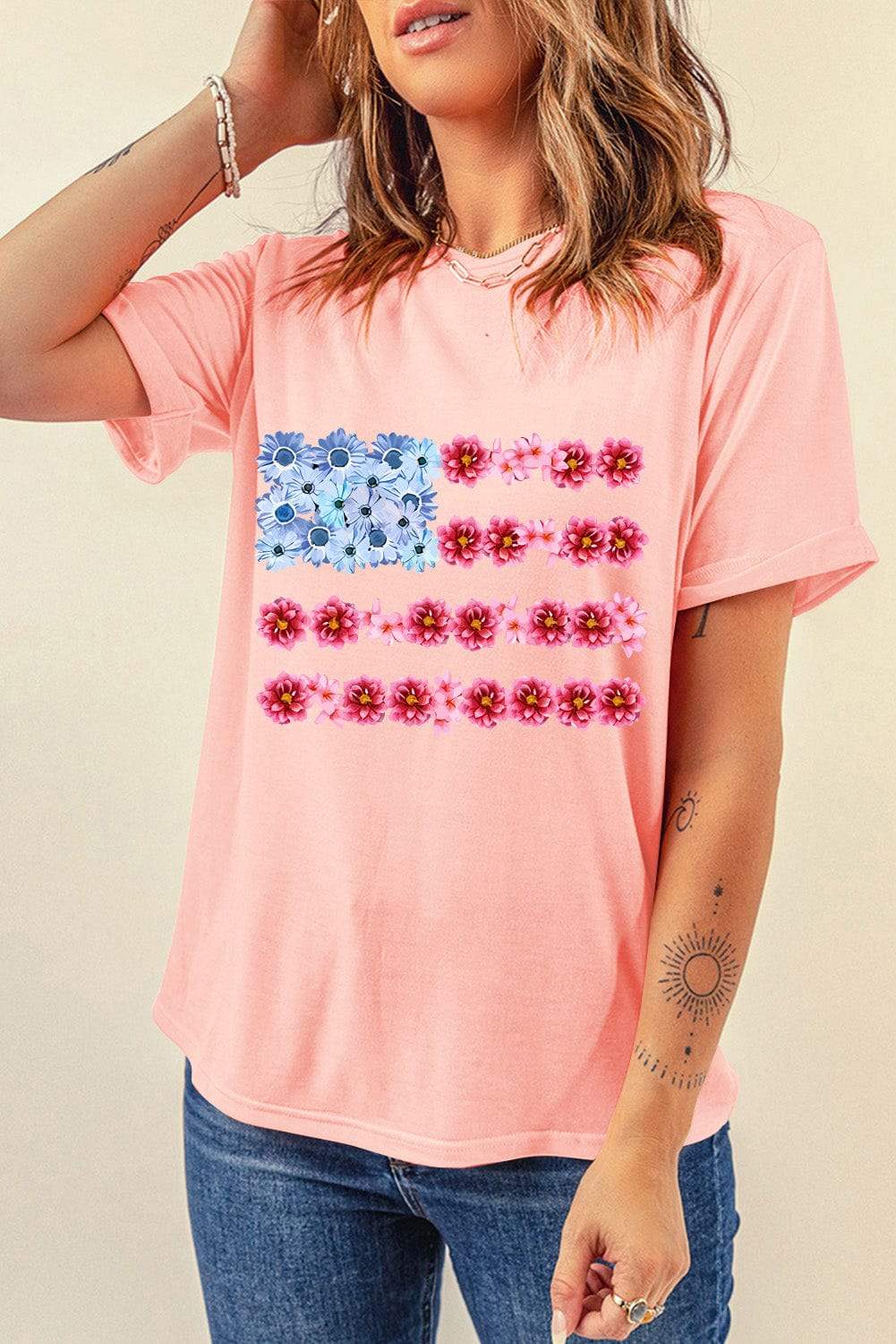 Graphic Round Neck Short Sleeve T-Shirt - Trendsi - Flyclothing LLC