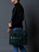 Tuscany Italian Leather Briefcase, Green - Classy Leather Bags - Flyclothing LLC