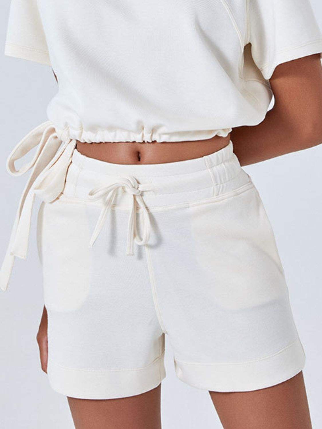 Drawstring Solid Color Shorts with Pockets - Trendsi - Flyclothing LLC