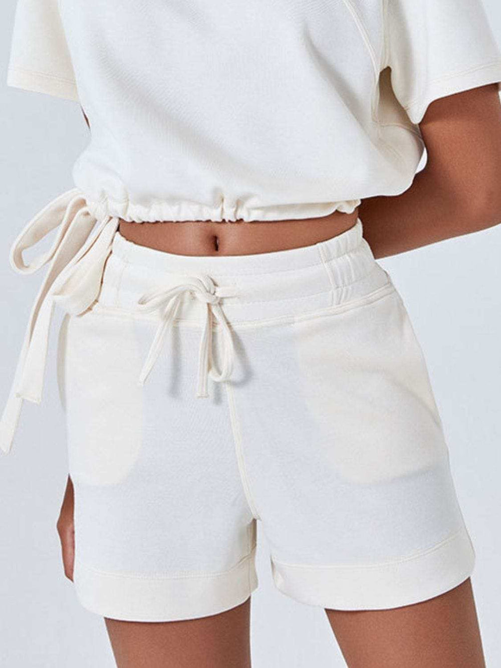 Drawstring Solid Color Shorts with Pockets - Trendsi - Flyclothing LLC