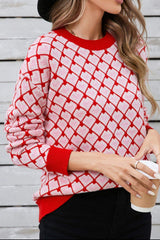 Angel Wings Contrast Round Neck Dropped Shoulder Sweater - Trendsi - Flyclothing LLC