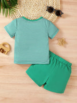 Children's Monkey Striped Top and Shorts Set - Trendsi - Flyclothing LLC