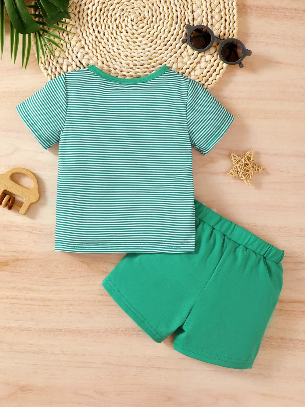 Children's Monkey Striped Top and Shorts Set - Trendsi - Flyclothing LLC