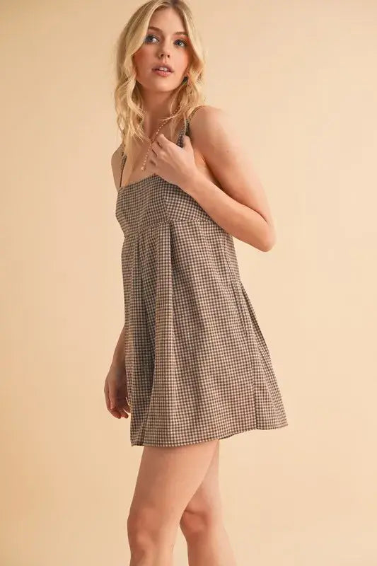 Aemi+Co Plaid Square Neck Romper - Trendsi - Flyclothing LLC