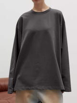 Round Neck Dropped Shoulder Long Sleeve T-Shirt - Trendsi - Flyclothing LLC