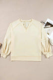 Slit Notched Long Sleeve Blouse - Trendsi - Flyclothing LLC
