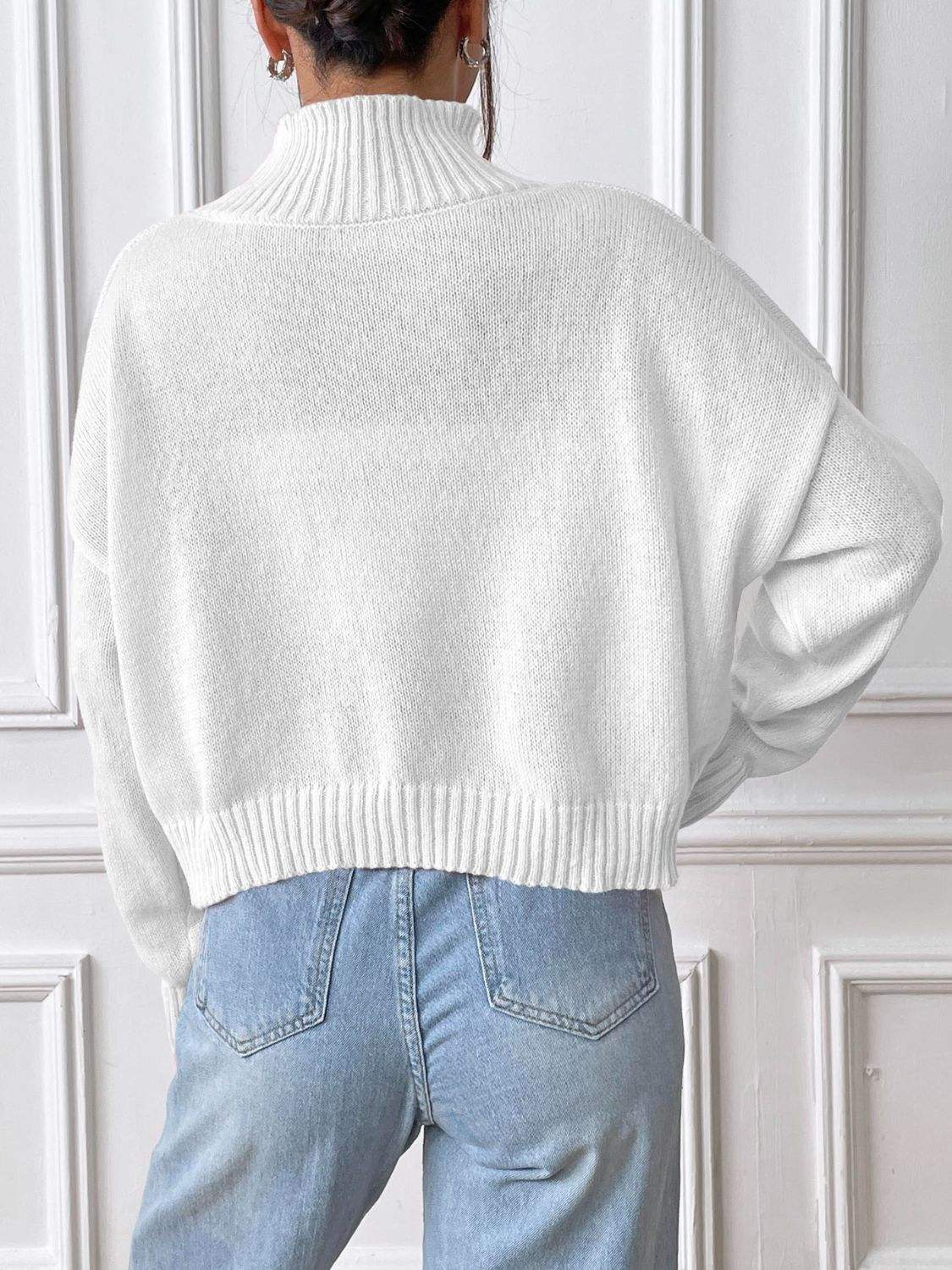 Turtleneck Long Sleeve Sweater - Trendsi - Flyclothing LLC