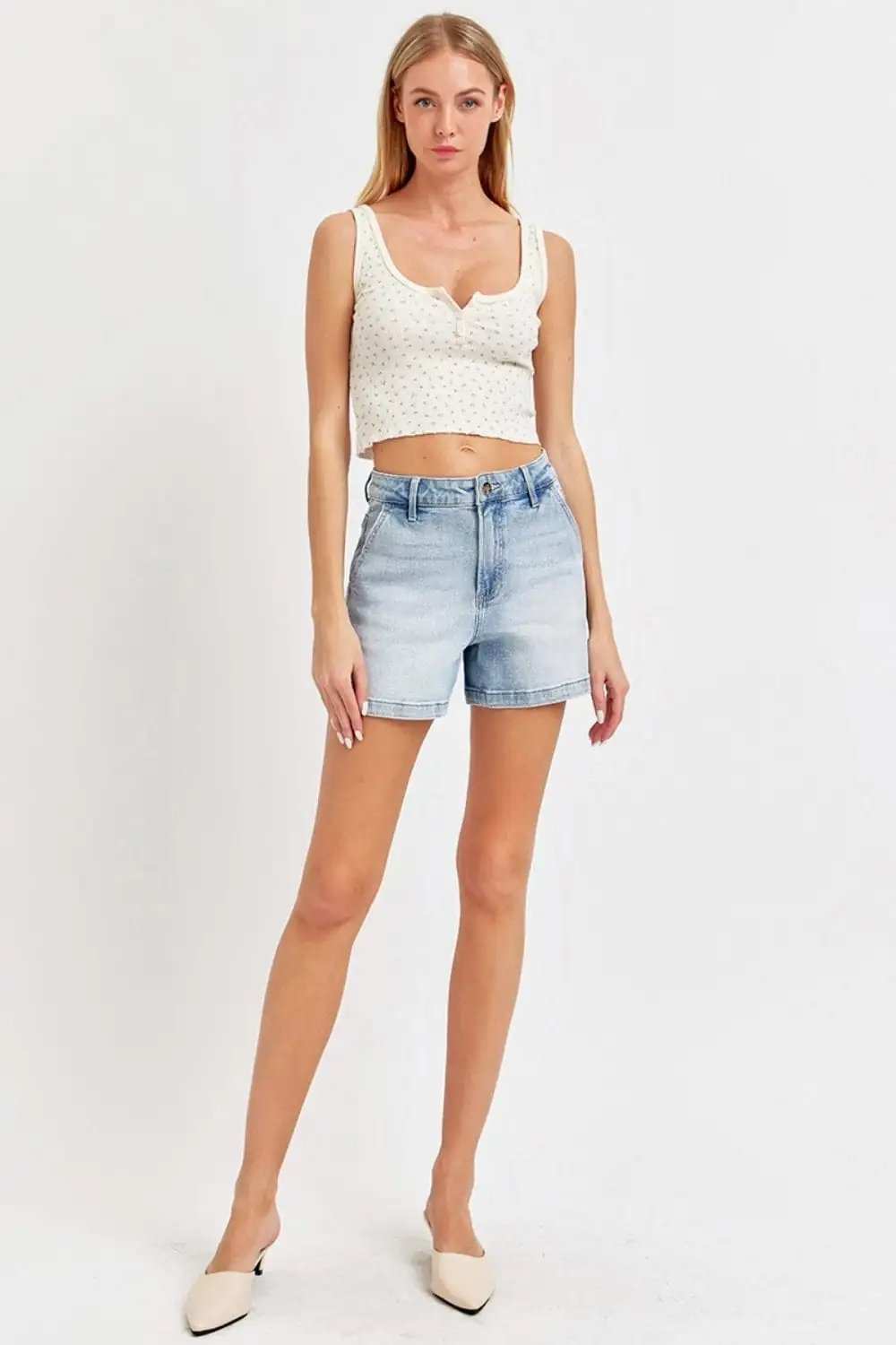 Risen Full Size High Rise Denim Shorts - Trendsi - Flyclothing LLC