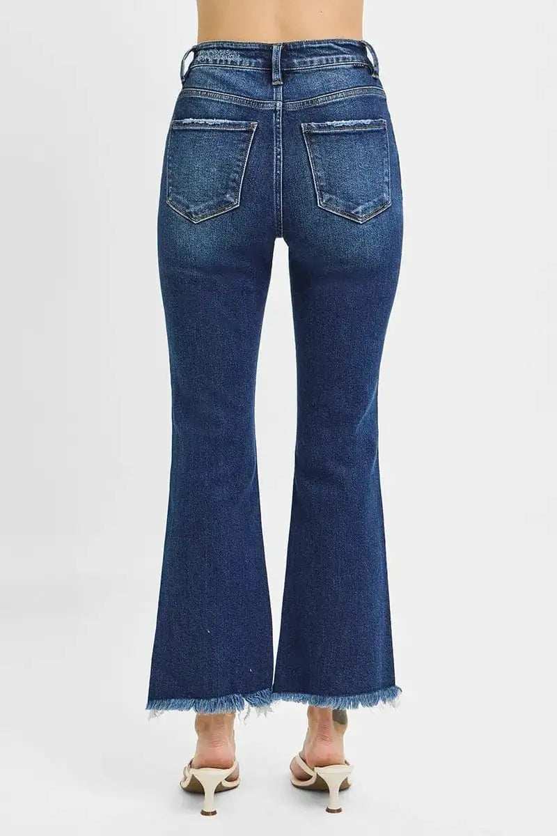 RISEN Full Size High Rise Crop Bootcut Fray Hem Jeans Plus Size - Trendsi - Flyclothing LLC