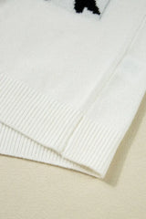Bow Pattern Knit Short Sleeve Sweater - Trendsi - Flyclothing LLC