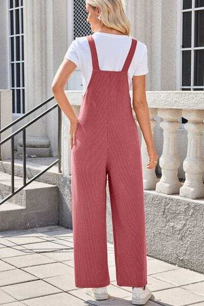 Lovelet Square Neck Wide Strap Overalls with Pockets - Trendsi - Flyclothing LLC