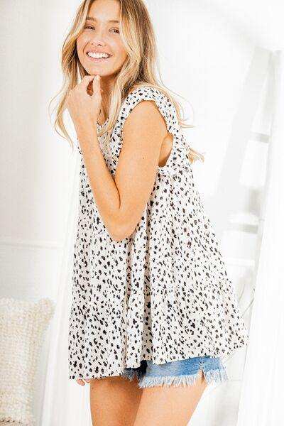 Heimish Full Size Tiered Ruffled Animal Print Round Neck Blouse Plus Size - Trendsi - Flyclothing LLC