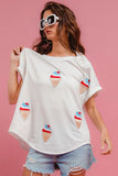 BiBi Solid Terry With Fourth Of July Theme Patched Top - Trendsi