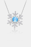925 Sterling Silver Topaz Snowflake Shape Necklace - Trendsi