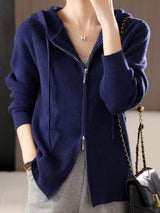 Drawstring Zip Up Long Sleeve Hooded Sweater - Trendsi - Flyclothing LLC