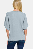 Zenana V-Neck Short Sleeve Dolman Sweater - Trendsi - Flyclothing LLC