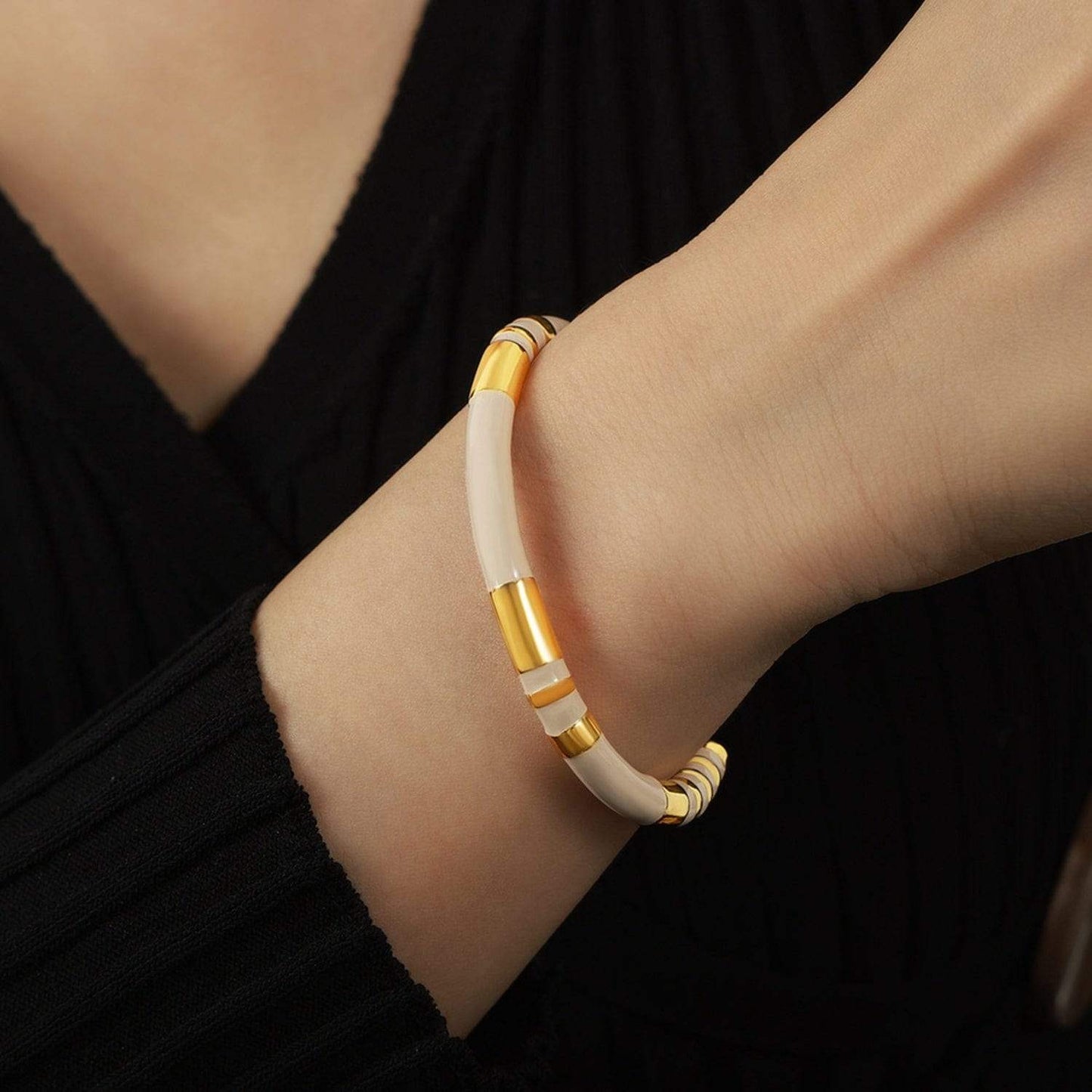 Enamel Titanium Steel Cuff Bracelet - Trendsi - Flyclothing LLC